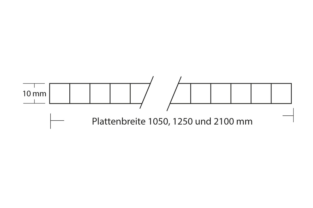 10 mm Stegplatte Struktur Abmessungen Zeichnung