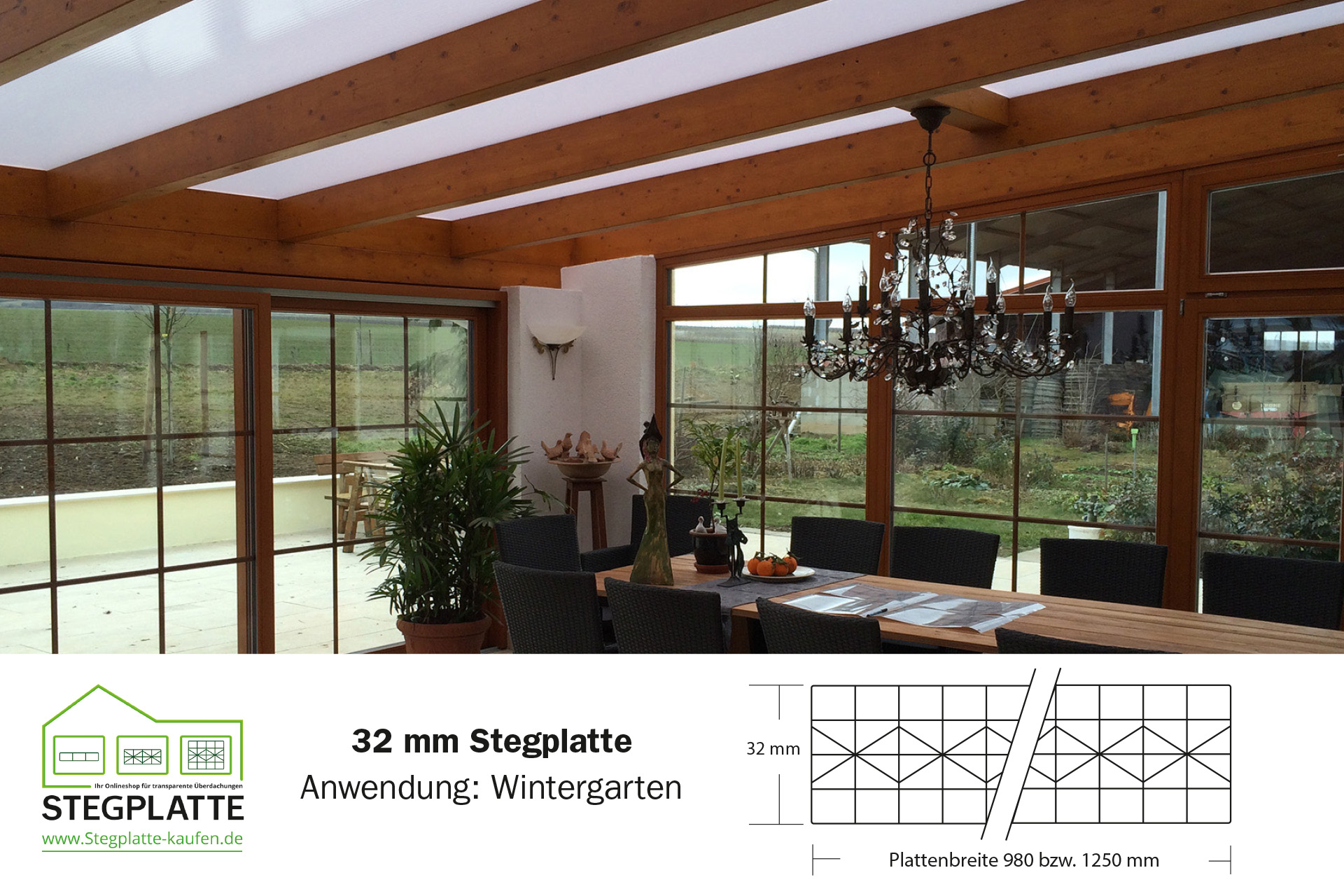Wintergarten preiswert selber bauen mit Stegplatten 32 mm